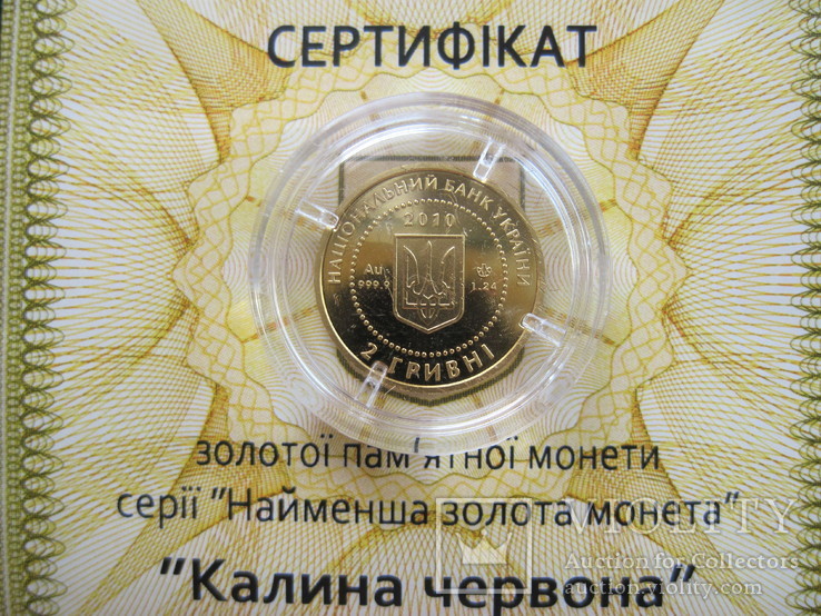 Калина червона 2 гривні НБУ 2010 рік Калина красная Ідеал Золото 999,9, фото №4