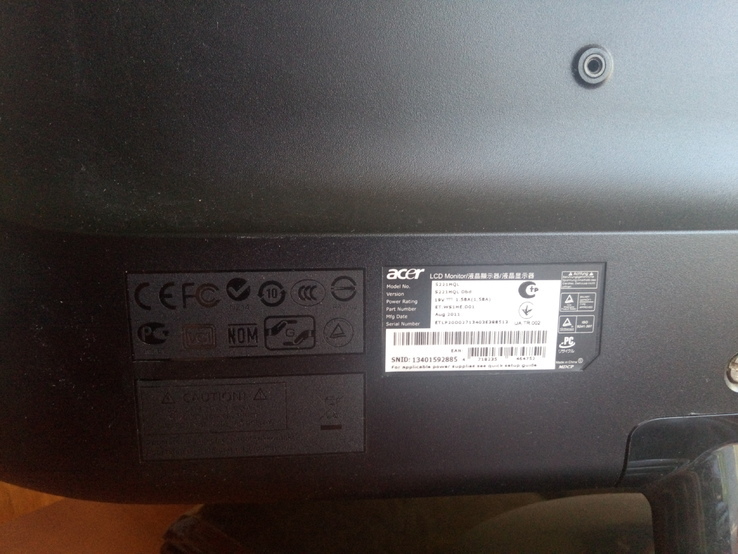 Монитор Acer S221HQL битый + оба кабеля, photo number 9