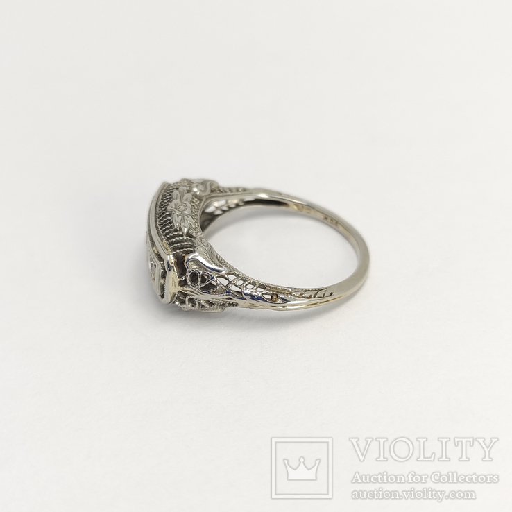 Золотое кольцо эпохи art deco с бриллиантами, photo number 4