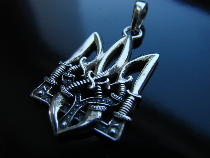 Серебряный подвес Тризуб (с мечами),  украинский национальный герб, numer zdjęcia 12