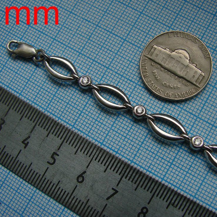 Женский серебренный браслет с фианитами (20,5 см), фото №7