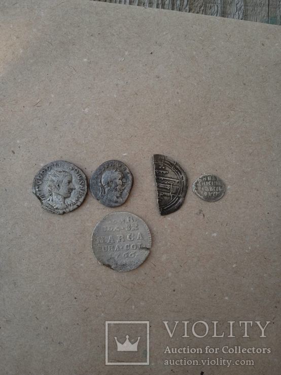 Серебряные монеты разных периодов+ лом и затертые монеты., фото №7