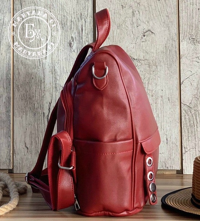 Стильный бордовый рюкзак, фото №6