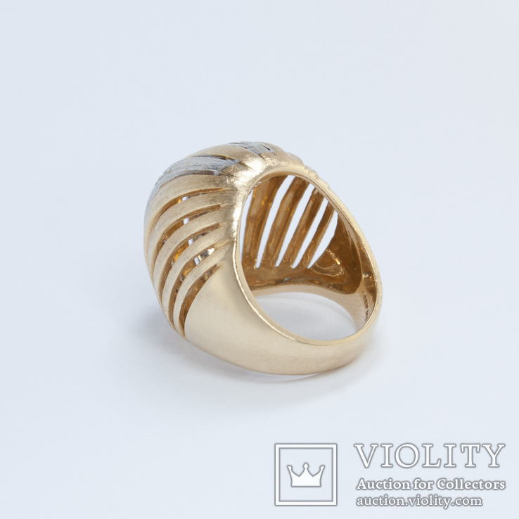 Винтажное золотое кольцо-сфера с бриллиантами, фото №3