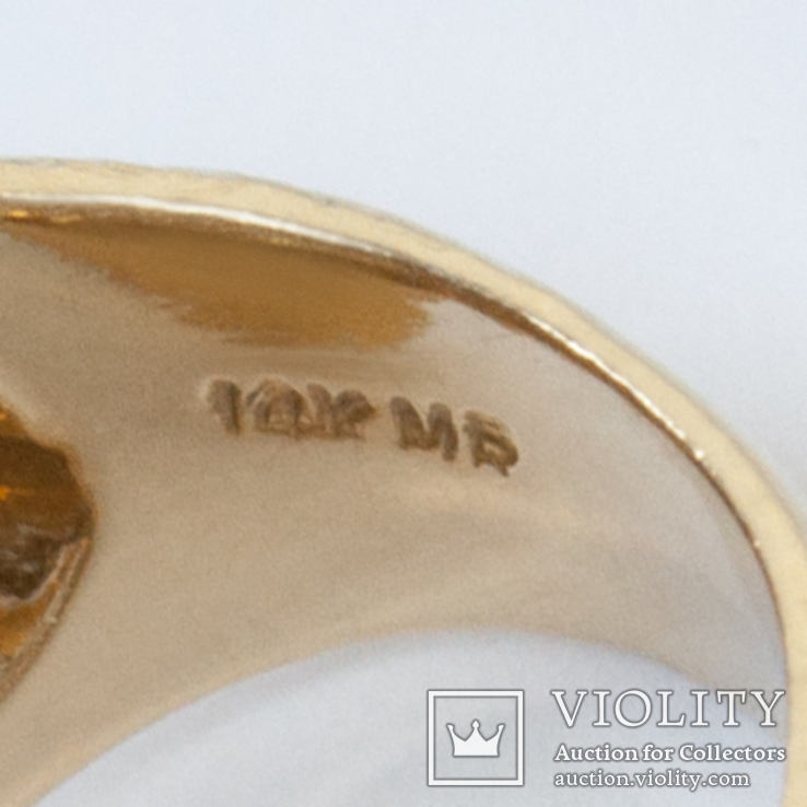 Винтажное золотое кольцо-сфера с бриллиантами, фото №5