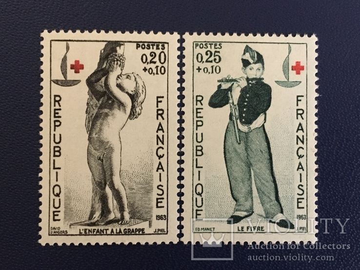 Марки Франція 1963 Червоний хрест, фото №2