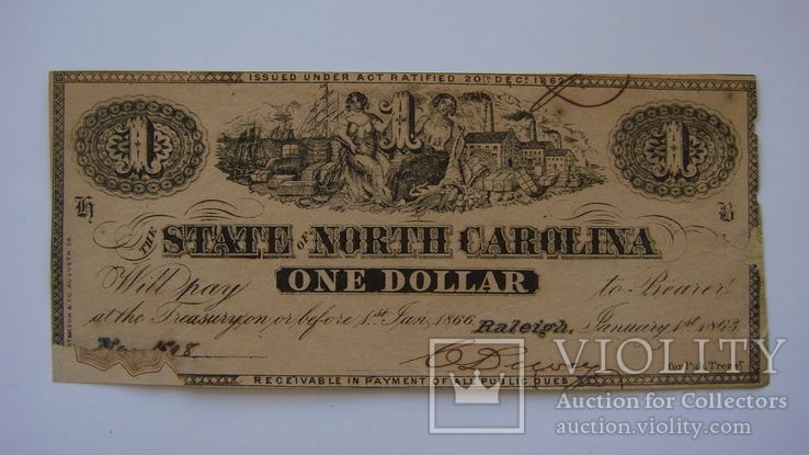 Северная Каролина 1 доллар 1866, фото №2