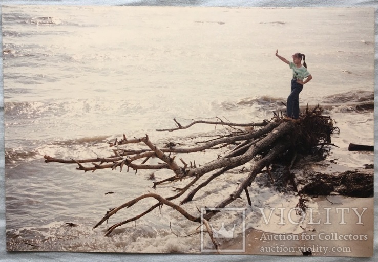 Фото (15*10 см.) фотохуд. Топалова Г.П. "Девочка на поваленном штормом дереве", 90-е г.г.., фото №2