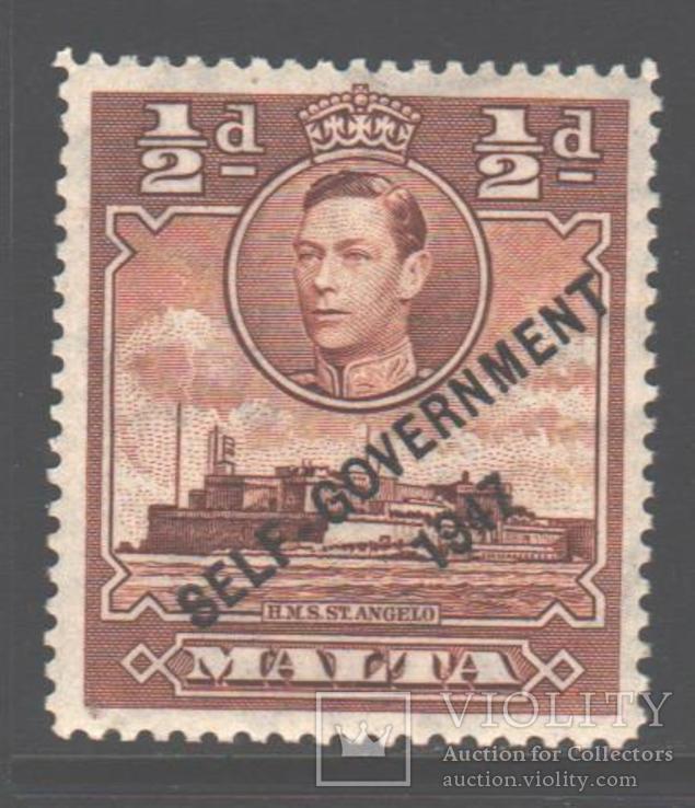 Брит. колонии. Мальта. 1948. Надпечатка, 1/2 п. *.