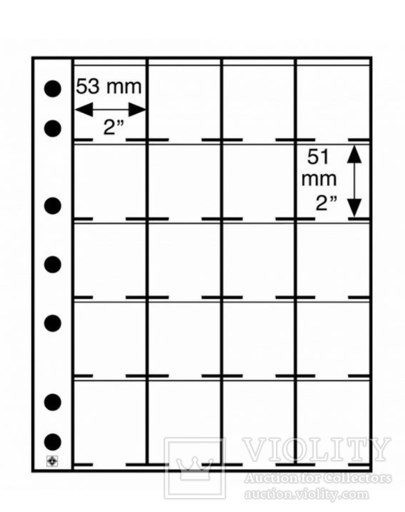 Лист Leuchtturm Grande на 20 монет в холдерах