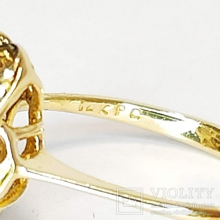 Винтажное золотое кольцо с сапфирами и бриллиантами, фото №7