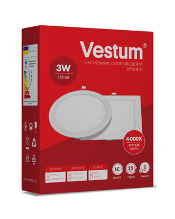 Світильник LED круглий 80 мм, врізний VESTUM 3W 4000K 220V, photo number 4