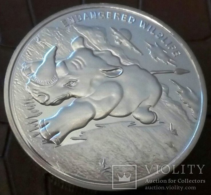 10 франків 2007 року Конго /посрібнення 999 /носоріг, фото №2
