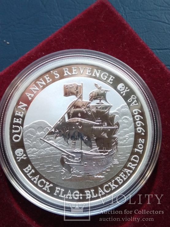 Месть Королевы Анны 1 доллар 2019 Тувалу 1oz Черный флаг QUEEN ANNE'S REVENGE