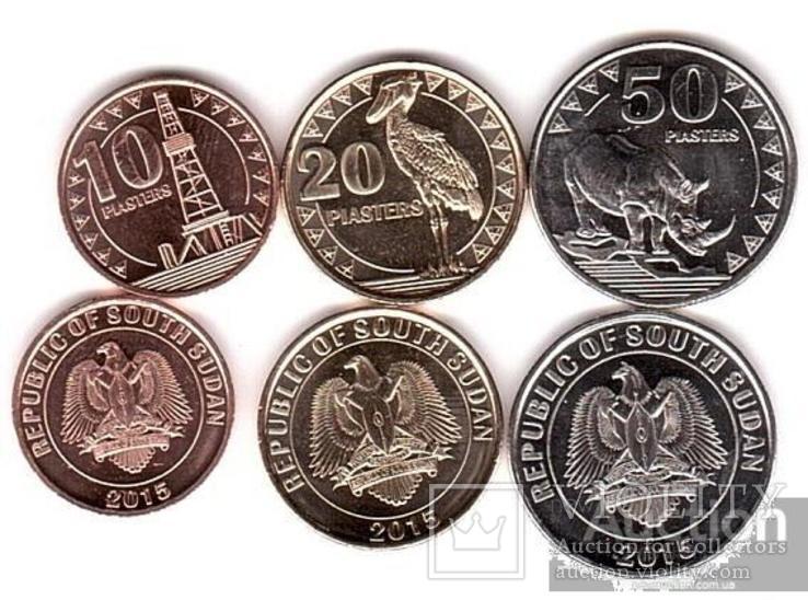 Sudan South Южный Судан - набор 3 монеты 10 20 50 Piastres 2015 UNC