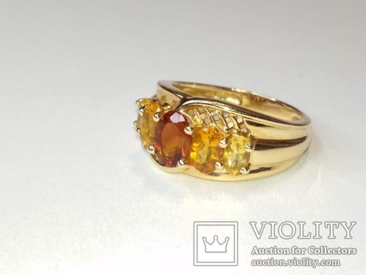 Винтажное золотое кольцо с цитринами, фото №3