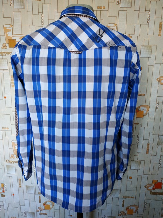 Рубашка клетка синяя SPIETH &amp; WENSKI коттон р-р 39-40 (М) (состояние нового), фото №8