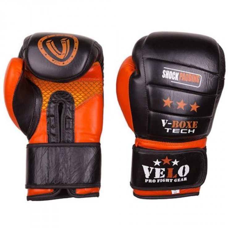 Боксерские перчатки Velo shock padding, кожа, 10oz, фото №4