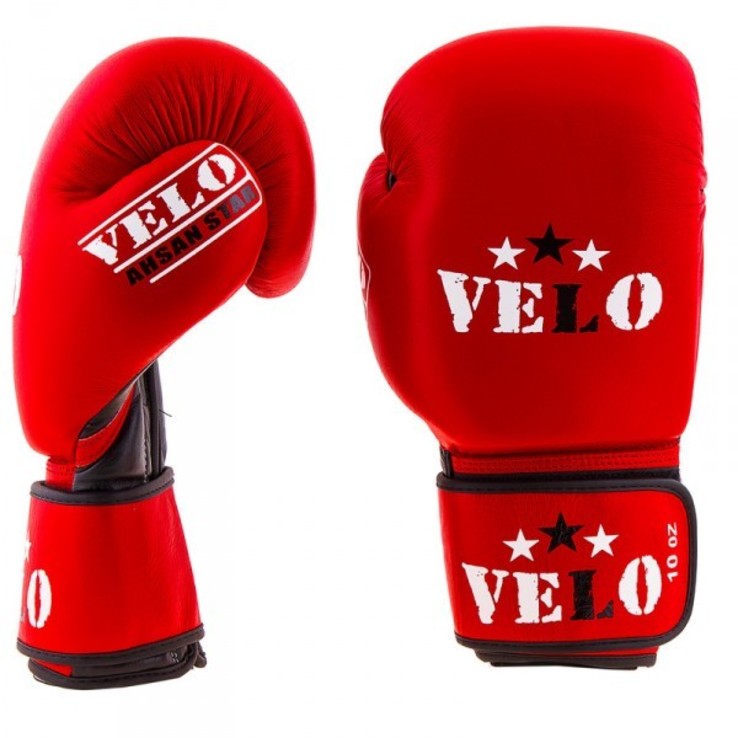 Боксерские перчатки Velo AIBA, кожа, красный, numer zdjęcia 3