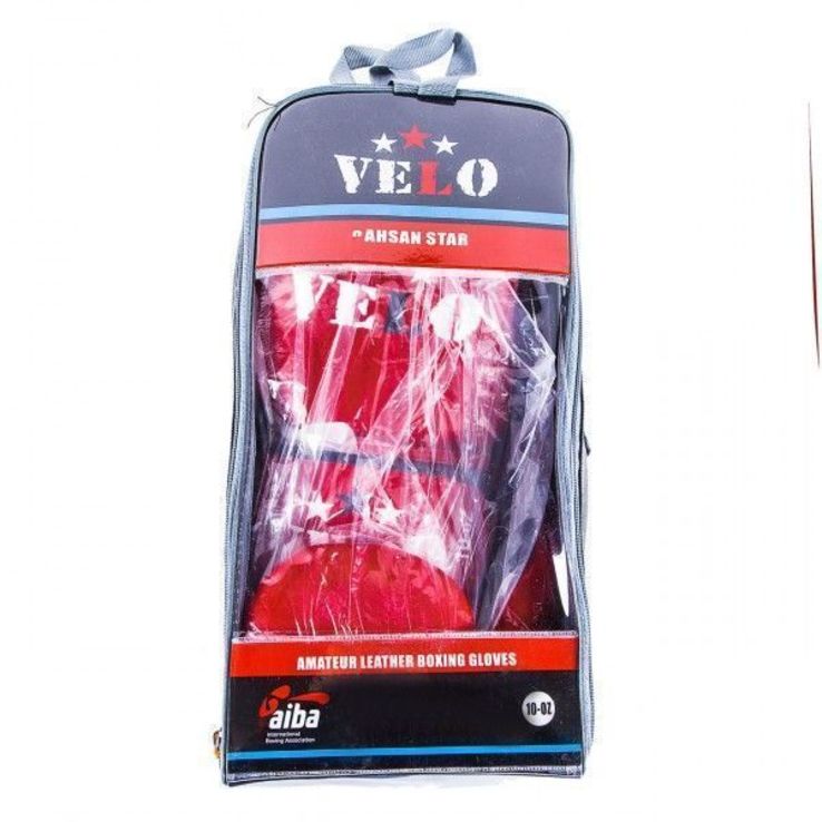 Боксерские перчатки Velo AIBA, кожа, красный, numer zdjęcia 7