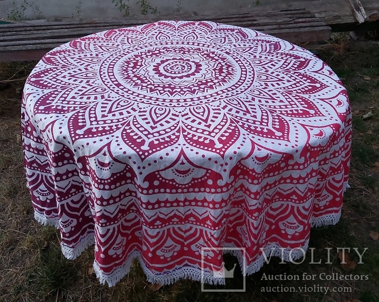 Ethnic tablecloth for a round table D 180 cm.India.Eco-cotton., photo number 2