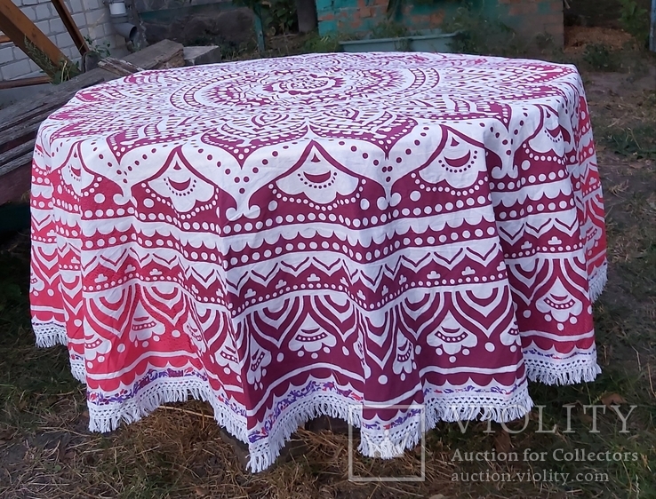 Ethnic tablecloth for a round table D 180 cm.India.Eco-cotton., photo number 3