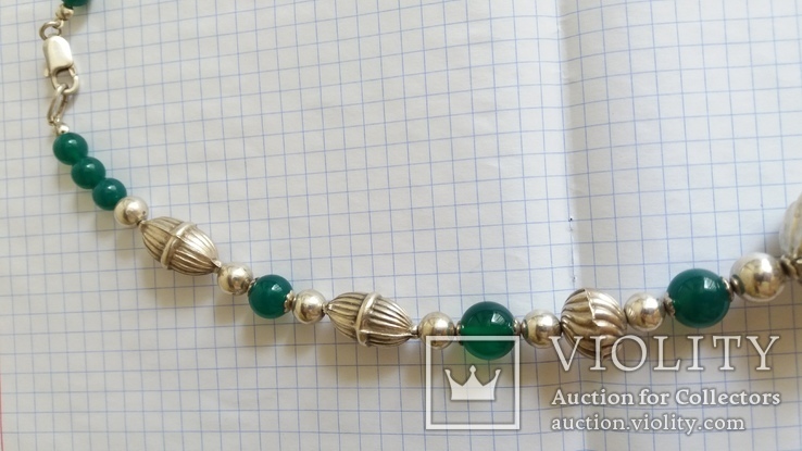 Ожерелье из серебра и зеленый агат. Италия, фото №3