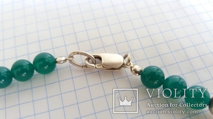 Ожерелье из серебра и зеленый агат. Италия, фото №7