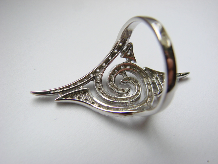 Кольцо сделанное в стилистике татуировки Серебро 925 камни CZ, фото №8