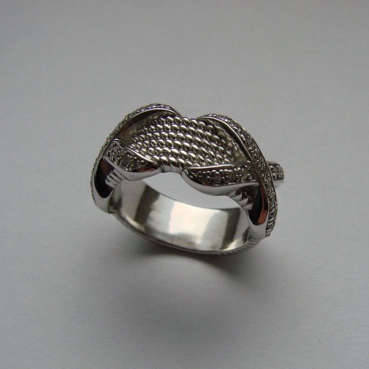 Серебряное кольцо в стиле ТиффаниTiffany amp; Co (Rope Six-row X Ring), фото №4