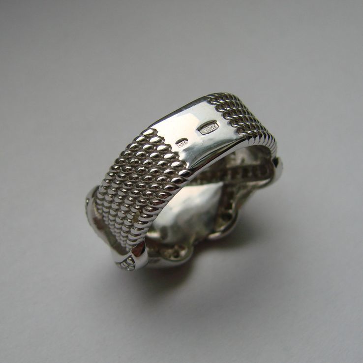 Серебряное кольцо в стиле ТиффаниTiffany amp; Co (Rope Six-row X Ring), фото №10