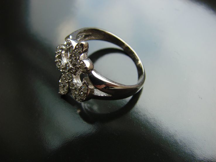 Кольцо с геральдической лилией Серебро 925 камни CZ, фото №11