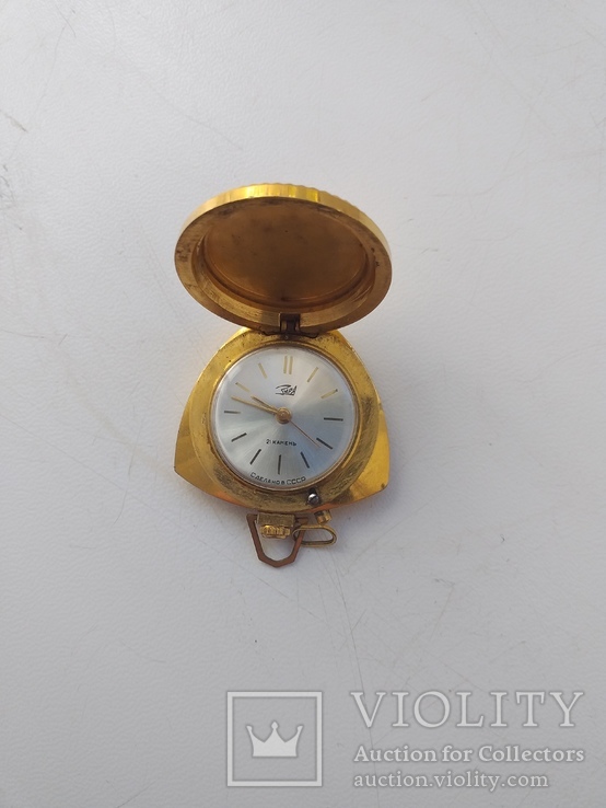Часы кулон заря позолоченные Au, фото №2