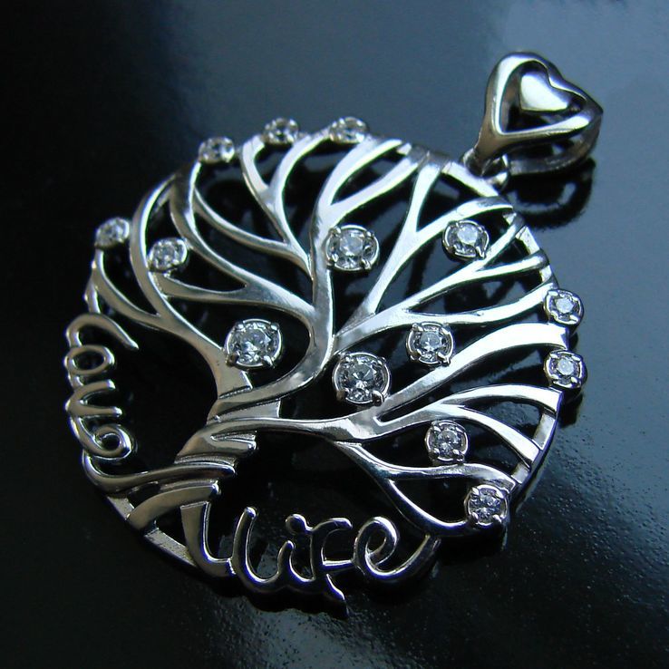 Средний кулон, в форме дерева( LIFE LOVE) Серебро 925, photo number 2
