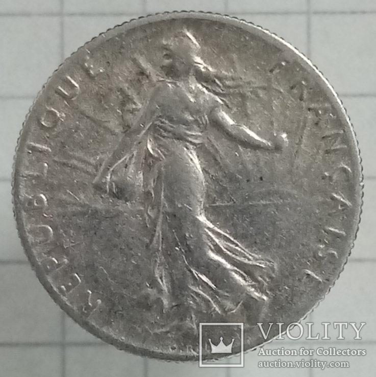 Франция 50 сантимов 1918г серебро, фото №2