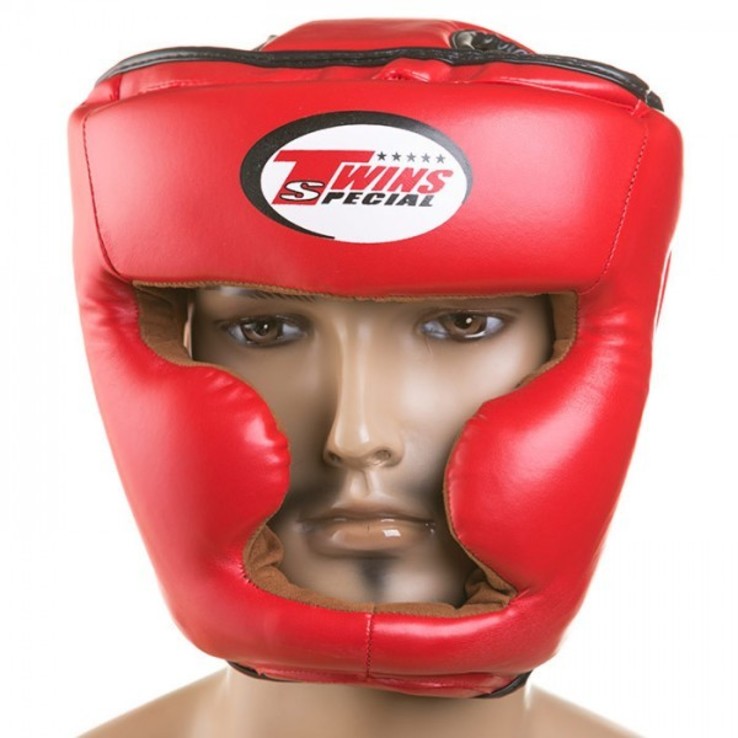 Шлем боксерский закрытый красный Flex Twins, фото №2