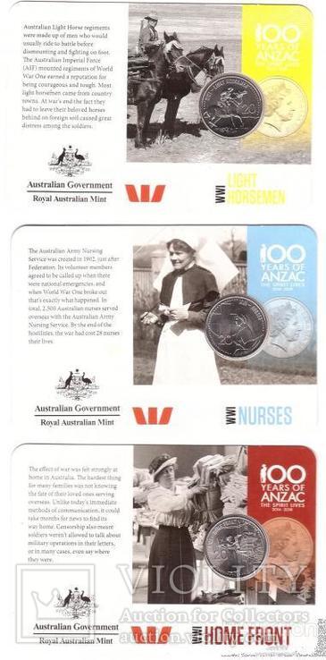 Australia Австралия-набор 14 монет x 20 Cents 2015 UNC WWI-100 Years of Anzac in folder, фото №6