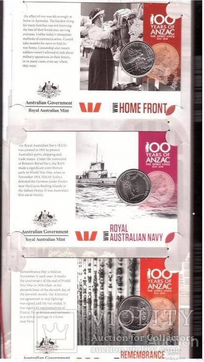 Australia Австралия-14 монет x 20 Cents 2015 UNC WWI-100 Years of Anzac in folder in album, фото №6