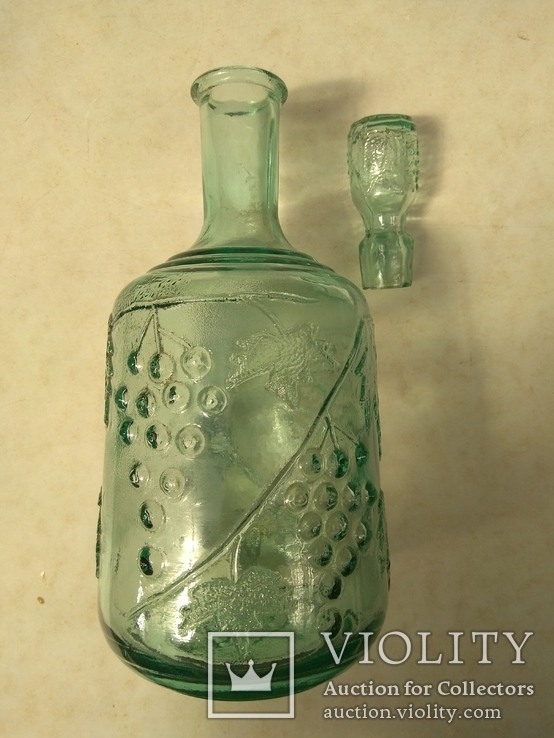 Бутыль для вина, графин стекло с пробкой комплект 1шт СССР #3, фото №9