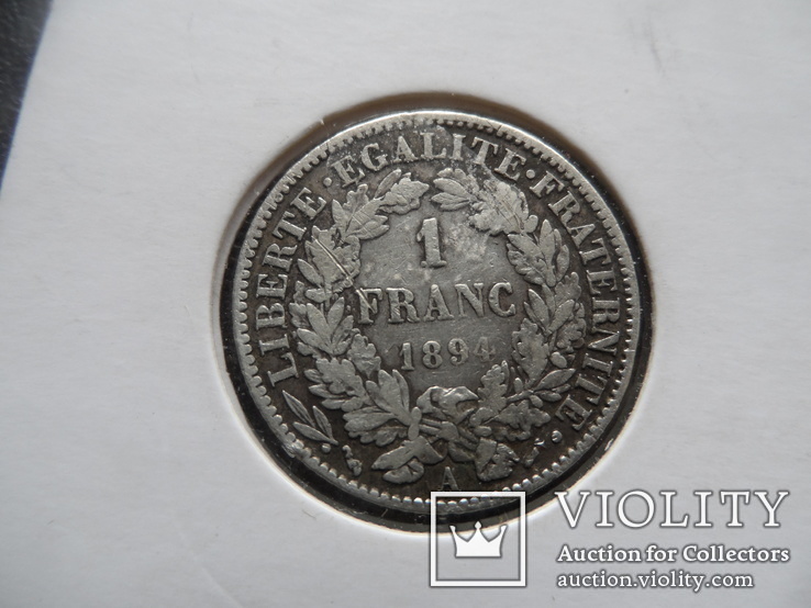 1 франк 1894 Франция  Церра серебро холдер 12~, фото №4