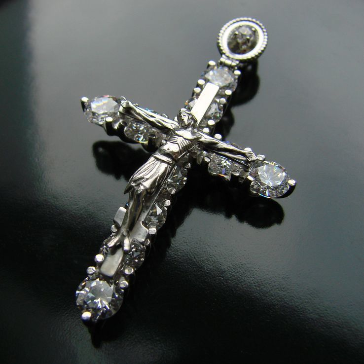 Серебряный 925 крест с фианитами (Cubic Zirconia), фото №2