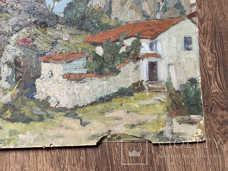 Картина Крым домик старинная 34х47 см, фото №10