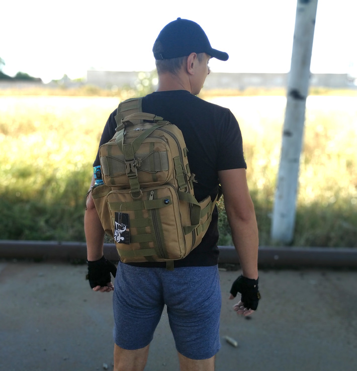 Тактический однолямочный рюкзак на 16 литров с системой M.O.L.L.E (кайот), фото №2