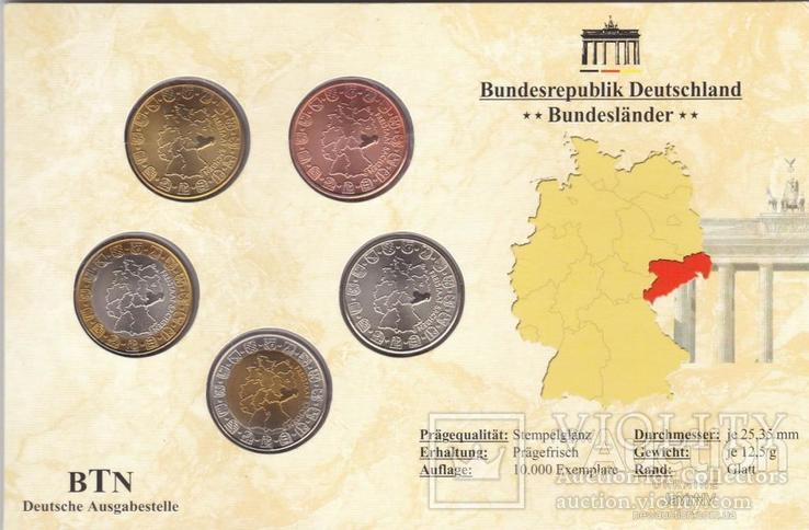 PROBE / Germany Германия - набор 5 монет UNC Freistaat Sachsen в буклете Проба, фото №2