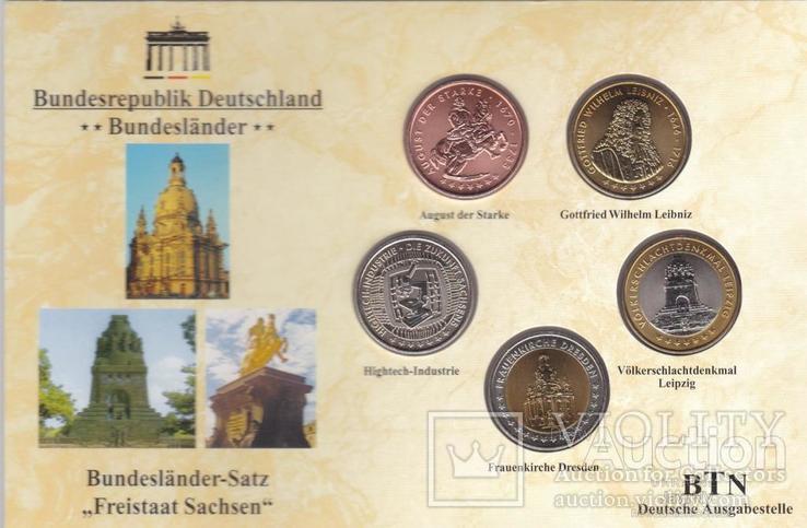 PROBE / Germany Германия - набор 5 монет UNC Freistaat Sachsen в буклете Проба, фото №3
