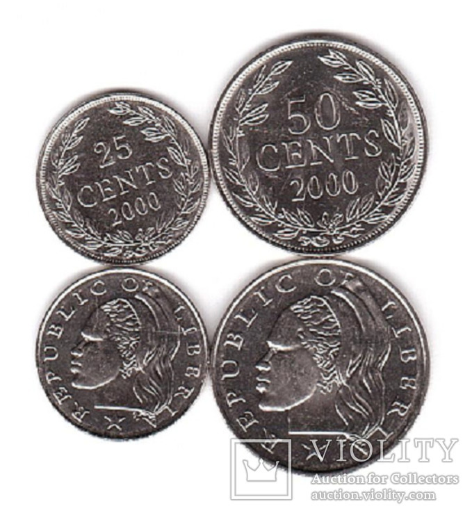 Liberia Либерия - набор 2 монеты 25 50 Cents 2000