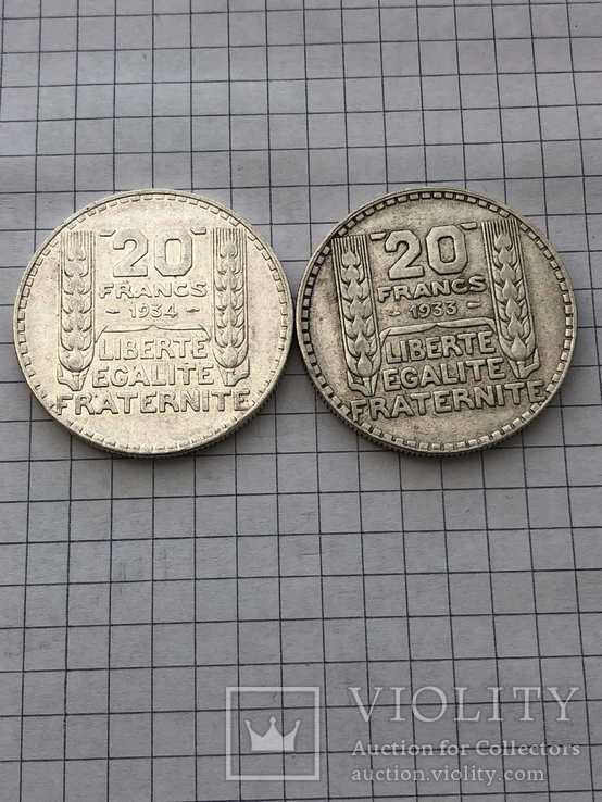 20 франк (1933р.1934р) серебро 680проба(95)