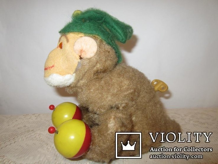 Старинная заводная обезьяна с погремушками Германия, фото №2