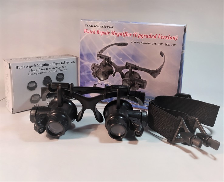 Бинокулярные очки со сменными линзами 10х 15x 20x 25x подсветкой 9892GJ