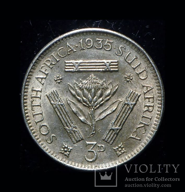 Британская Южная Африка 3 пенсов 1935 Unc серебро